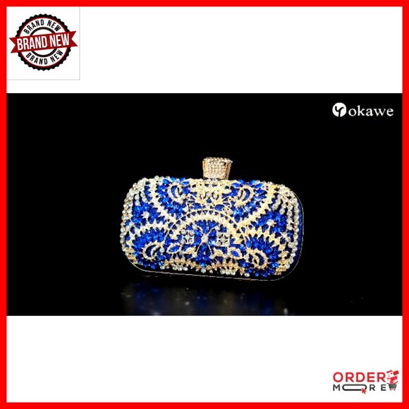 Rhinestone Evening Clutch with Chain Strap, 7.15x4.5 Inches, Wedding Prom